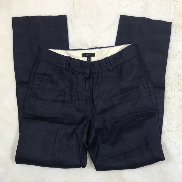 J. Crew Pants - J. Crew Navy Blue Herringbone Linen Pants